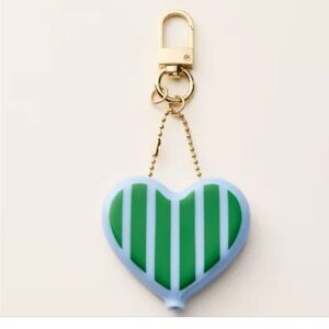 NWT NEW Kate Spade For Target Heart Coin Purse Blue & Green Stripes Gold Accent